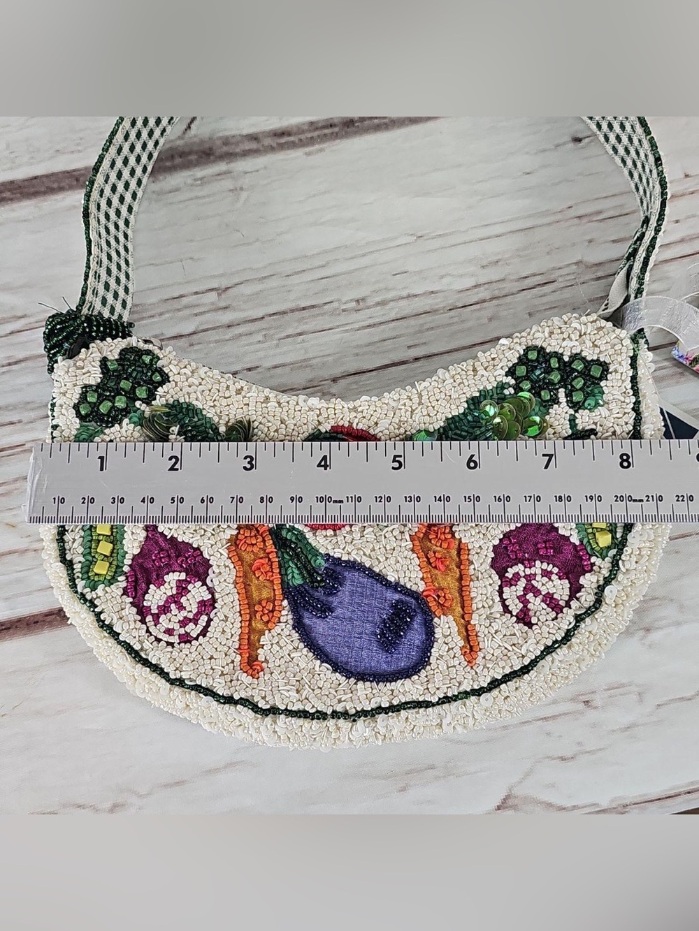 NWT Handmade in India Garden Vegetable Beaded Shoulder Bag White Multi TJ Maxx - Picture 12 of 13